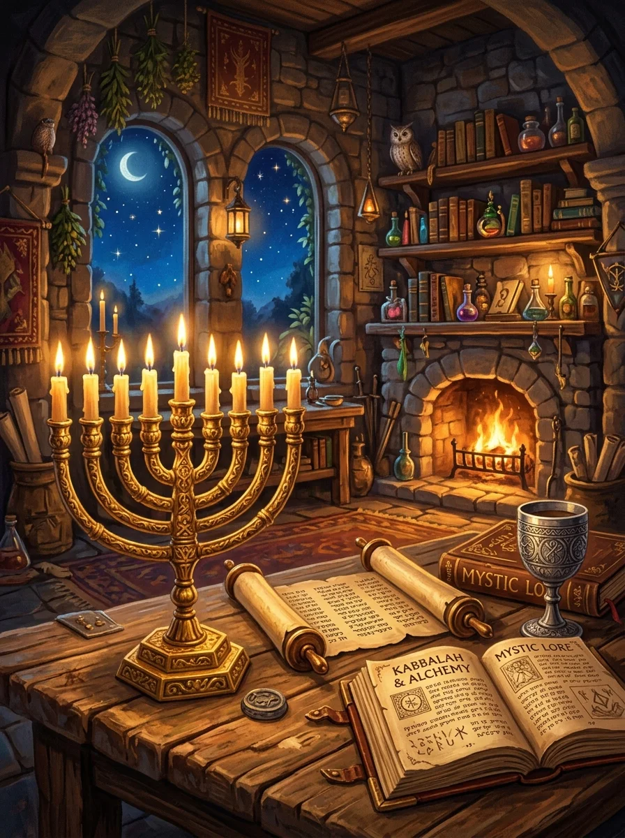 מנורה מאירה בחדר לימוד